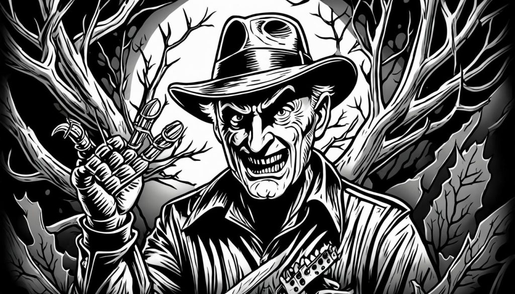 Scary coloring designs featuring Freddy Krueger