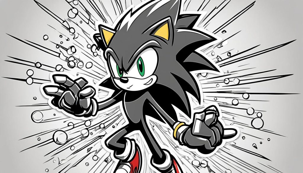 Shadow the Hedgehog in action coloring sheet