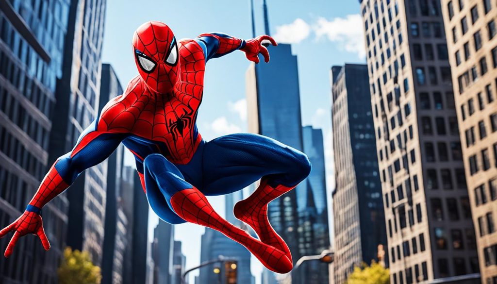 Spiderman illustration with added muscle details and emblem