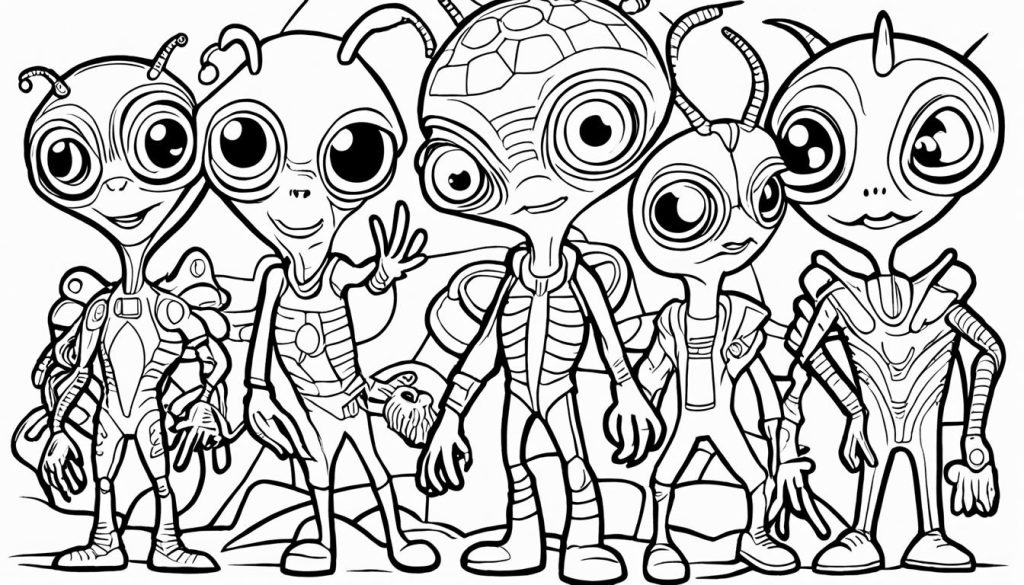 Variety of alien coloring pages for all ages
