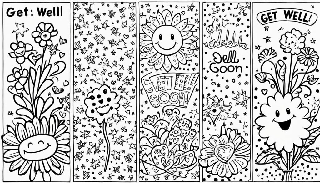 Variety of printable get well soon coloring sheets