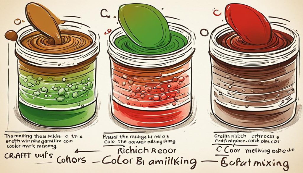 color mixing diagram showing creation of unique brown hue