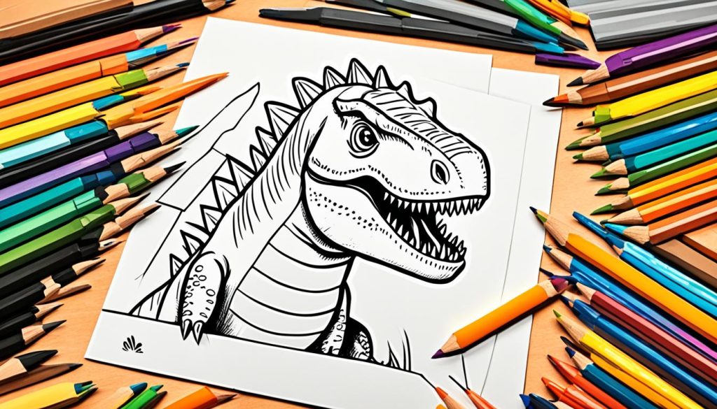 drawing paper, pencils, black marker, and crayons