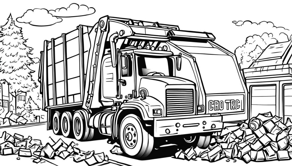 garbage truck color book drawing