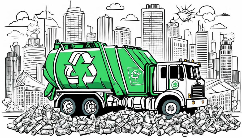 garbage truck coloring pages with recycling symbols