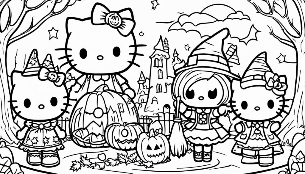 hello kitty Halloween coloring pages