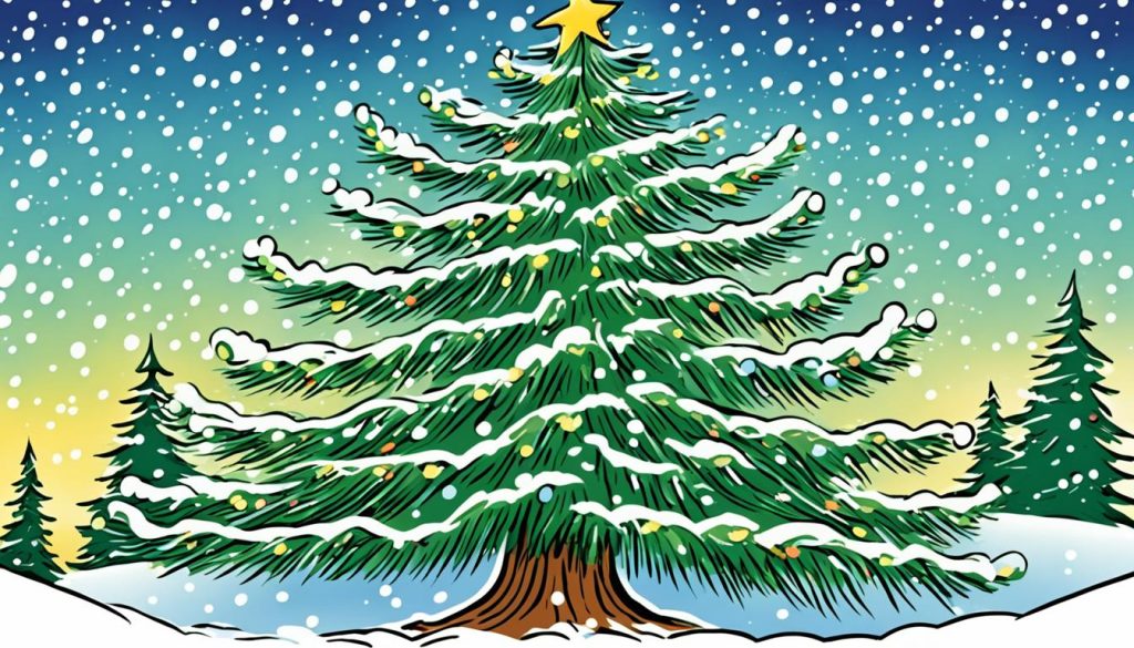 Christmas Tree Drawing with Curved Branches
