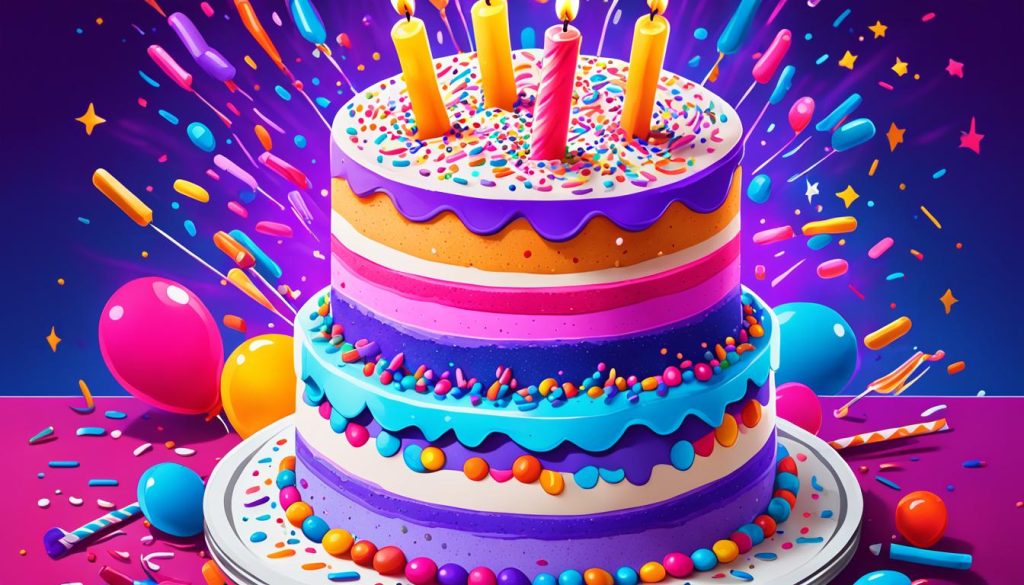 Colorful birthday cake drawing
