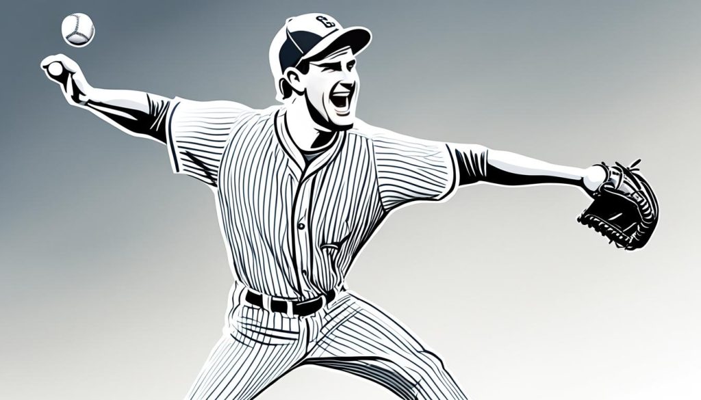 Example: Baseball drawing capturing the moment of throw