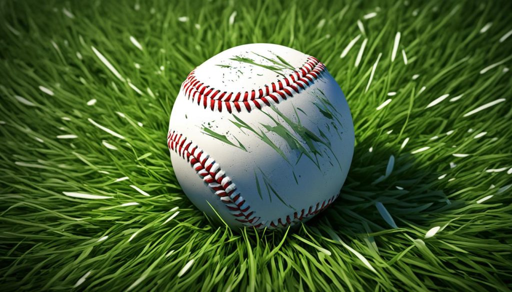 Example: Baseball drawing with scuffs, dents, and grass stains