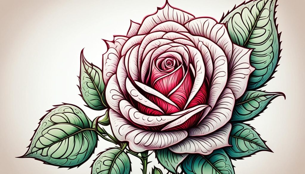 Finishing touches on a rose drawing