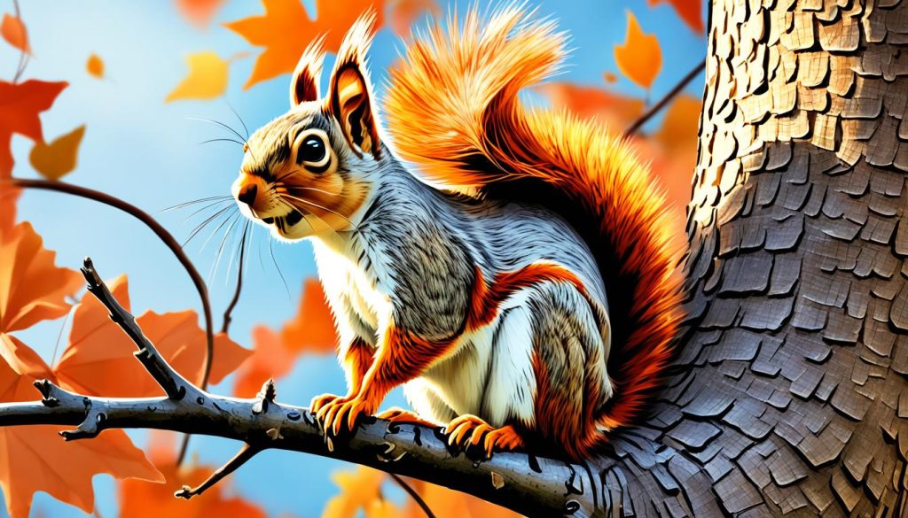 Realistic squirrel drawing with layered shading and texture techniques