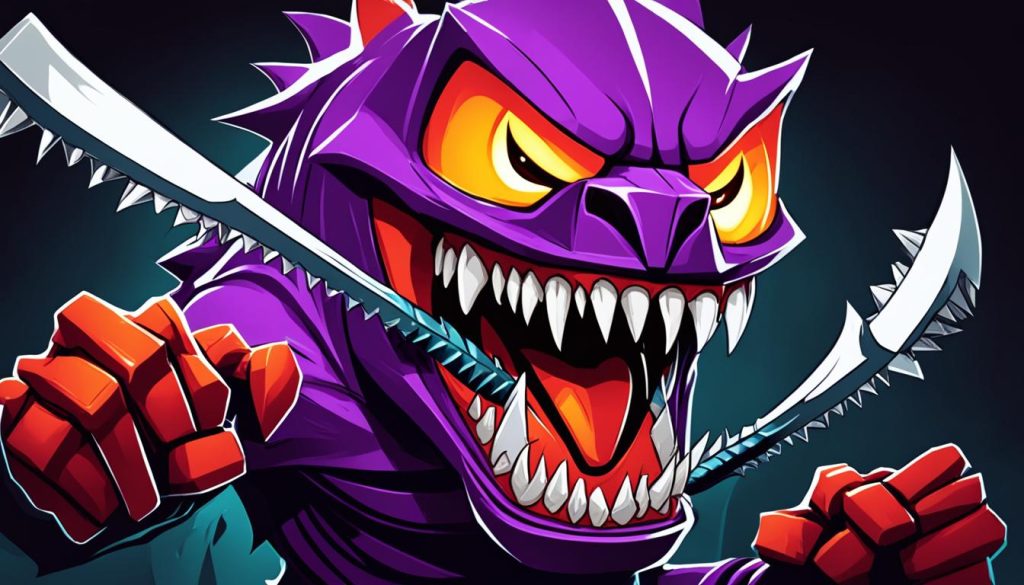 drawing Among Us character with sharp teeth