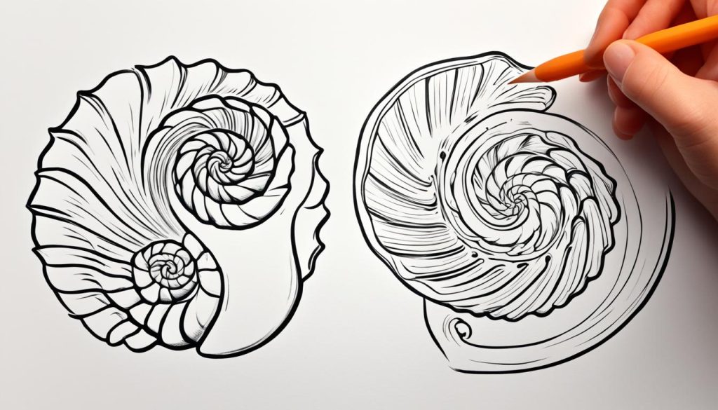 how to draw a sea shell