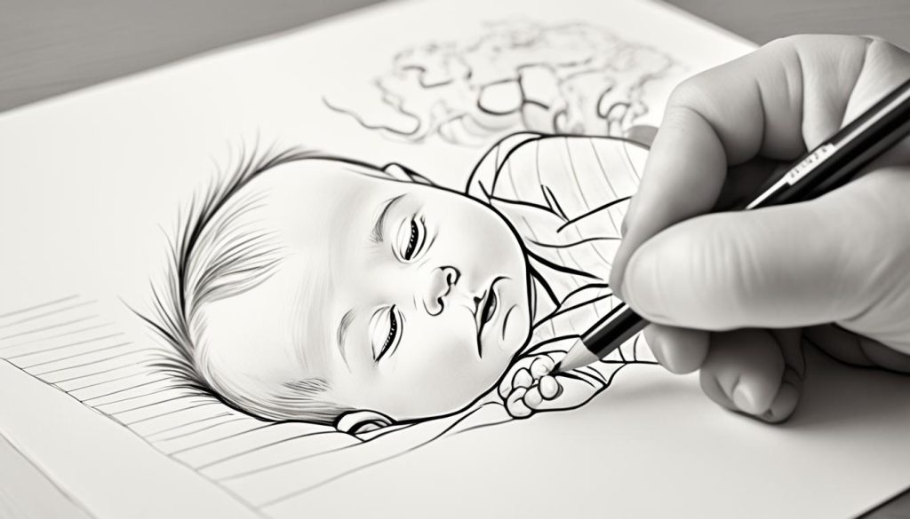practicing drawing babies
