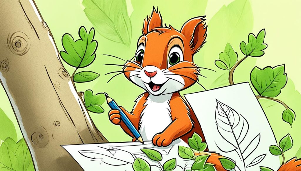 squirrel drawing for kids