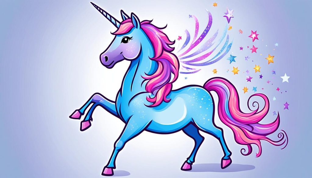 transforming horse drawing into unicorn