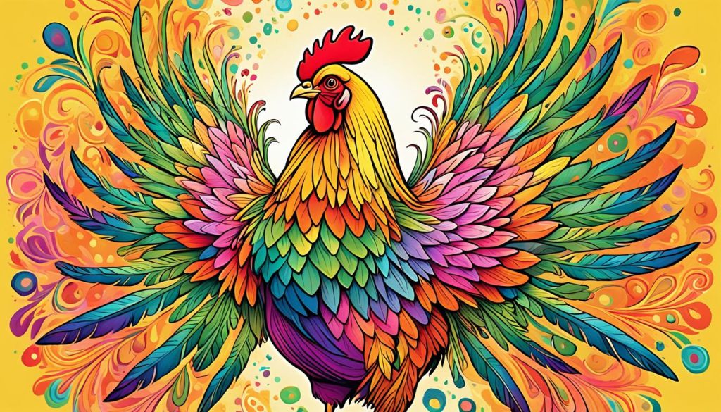 Colorful chicken artwork