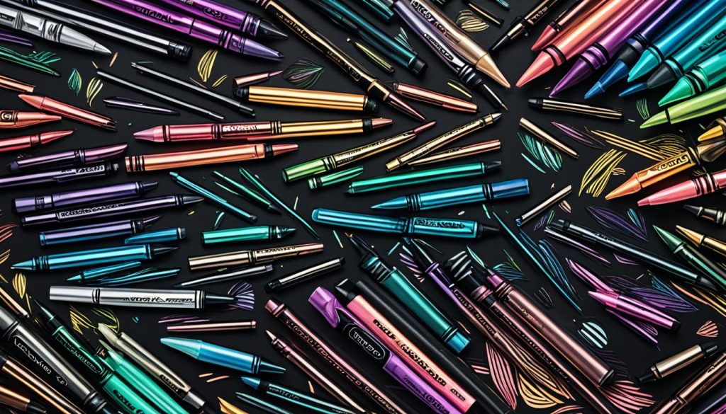 Crayola Metallic Markers and Black Card Stock Paper