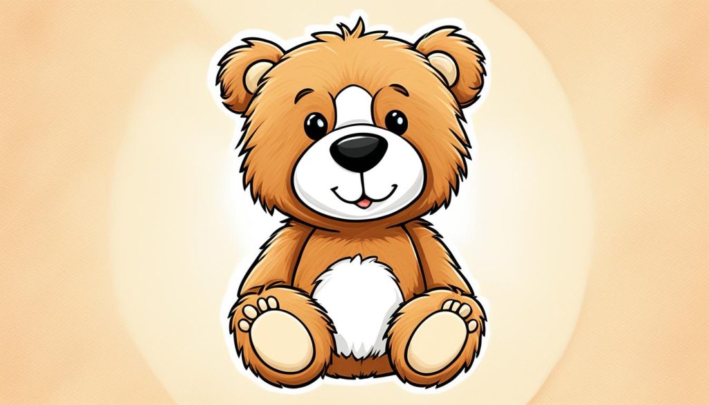 Drawing of a teddy bear with pads on limbs