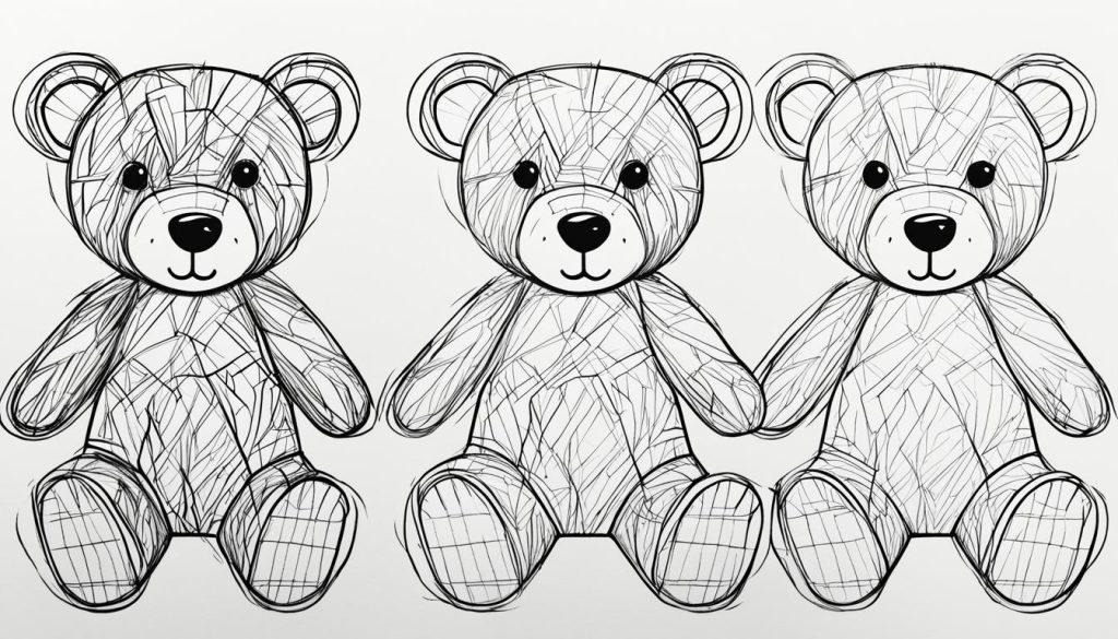 drawing a teddy bear crease details