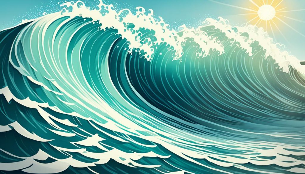 drawing light and shadow on waves
