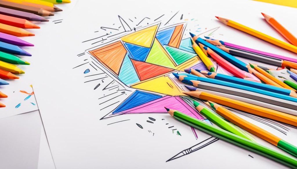 drawing paper, pencils, marker, crayons