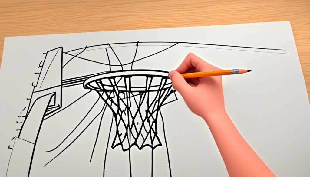 drawing the backboard and hoop