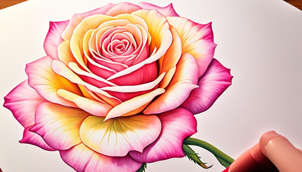 easy ways to draw a colorful rose