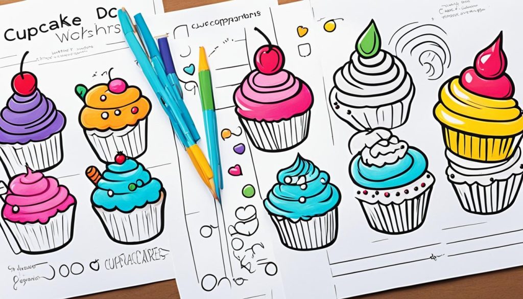 practice drawing worksheets for cupcakes