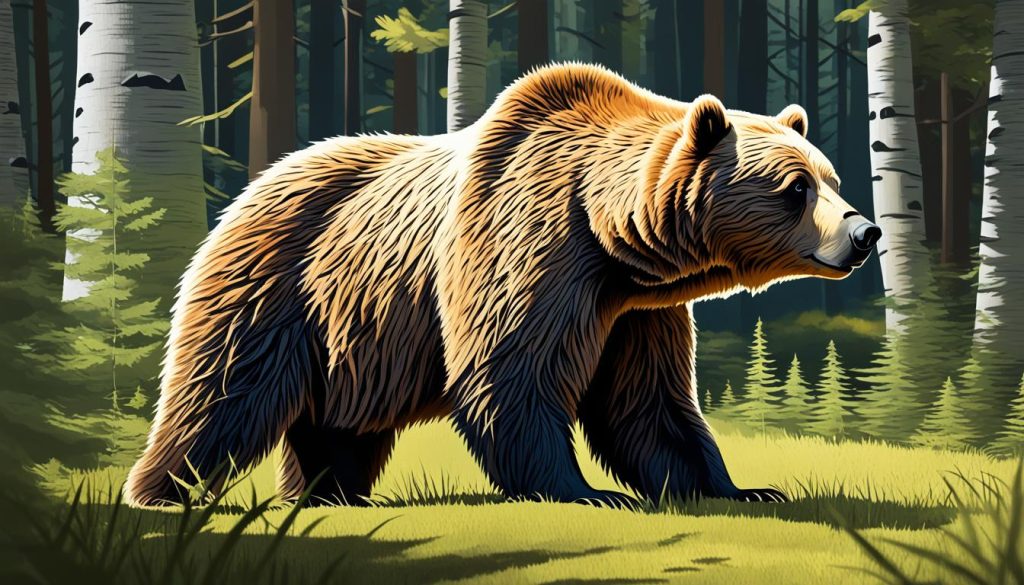 realistic bear drawing with fur texture, light, and shadow