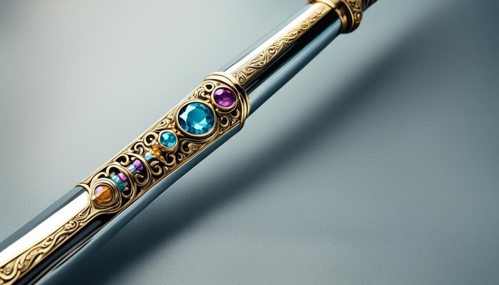 shading the handle and emphasizing jewel shading