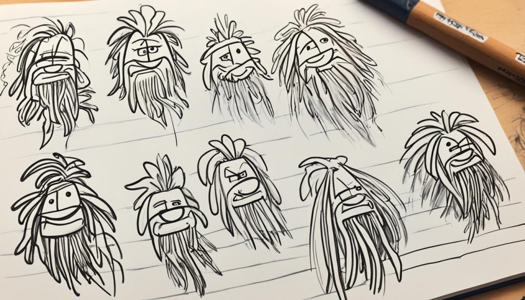 Fine-tuning dreadlock drawings - Before