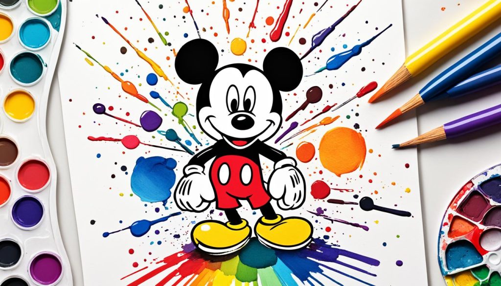 coloring guide for Mickey Mouse drawing