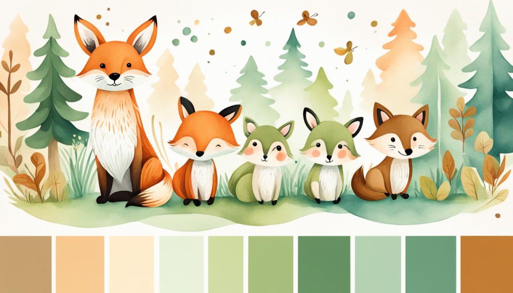 cute animal drawing color palette