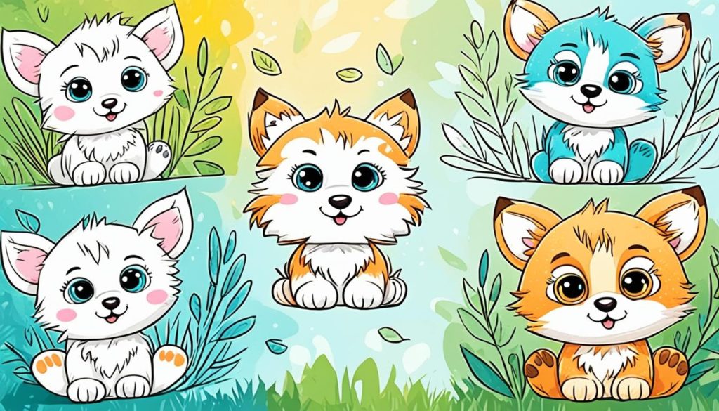 cute animal drawing with color