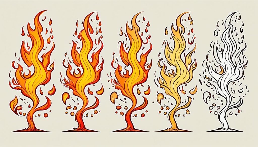drawing medium flames