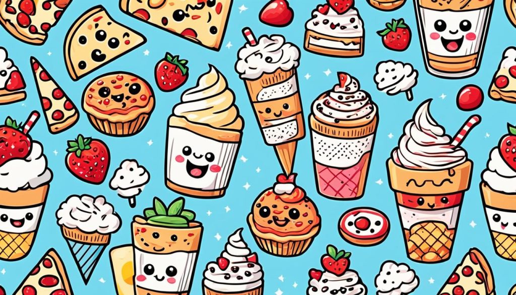 kawaii foods doodle