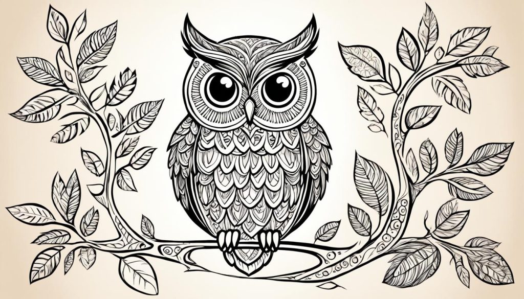 owl drawing with detailed decorations