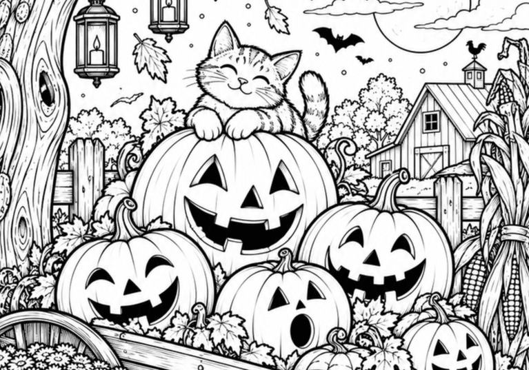 25 Jack-o-Lantern and Pumpkin Carving Coloring Pages